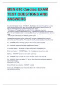 MSN 610 Cardiac EXAM  TEST QUESTIONS AND  ANSWERS