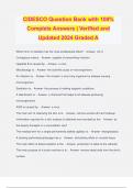 CIDESCO Question Bank with 100% Complete Answers | Verified and Updated 2024 Graded A