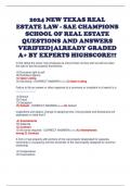 2024 NEW TEXAS REAL ESTATE LAW - SAE CHAMPIONS SCHOOL OF REAL ESTATE QUESTIONS AND ANSWERS VERIFIED-ALREADY GRADED A+ BY EXPERTS HIGHSCORE!!!