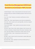Food Service Management CDR Exam Questions and Answers 100% Correct