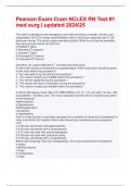 Pearson Exam Cram NCLEX RN Test &num;1 med surg &vert; updated 2024&sol;25