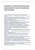 Asbestos Contractor/Supervisor Examination Correct Questions And Answers