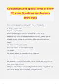 Calculations and special terms to know RD exam Questions and Answers 100% Pass