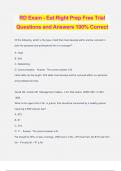 RD Exam - Eat Right Prep Free Trial Questions and Answers 100% Correct
