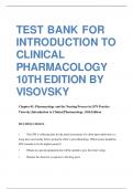TEST  BANK  FOR INTRODUCTION TO CLINICAL PHARMACOLOGY 10TH EDITION BY VISOVSKY
