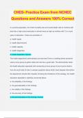 CHES- Practice Exam from NCHEC Questions and Answers 100% Correct