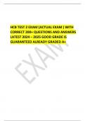 HCB TEST 2 EXAM (ACTUAL EXAM ) WITH CORRECT 200+ QUESTIONS AND ANSWERS LATEST 2024 – 2025 GOOD GRADE IS GUARANTEED ALREADY GRADED A+