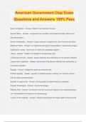 American Government Clep Exam Questions and Answers 100% Pass