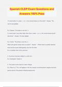 Spanish CLEP Exam Questions and Answers 100% Pass