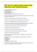 BIO 101 Ch. 9 NVCC Study Guide Exam Questions with Verified Answers