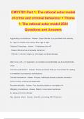 CMY3701 Part 1: The rational actor model of crime and criminal behaviour + Theme 1: The rational actor model 2024 Questions and Answers