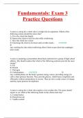 Fundamentals: Exam 3 Practice Questions