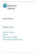 A-Level Edexcel Mathematics Pure Maths Paper 2 Mark scheme 2023