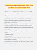 Community Acquired Pneumonia &lpar;CAP&rpar; Exam Questions and Answers 100&percnt; Pass