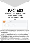 FAC1602 Assignment 1 (ANSWERS) Semester 1 2024 (335606)- DISTINCTION GUARANTEED