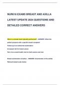 NUR618 EXAM3 BREAST AND AXILLA  LATEST UPDATE 2024 QUESTIONS AND DETAILED CORRECT ANSWERS