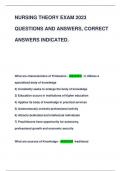 NURSING THEORY EXAM 2023  QUESTIONS AND ANSWERS&comma; CORRECT  ANSWERS INDICATED&period;