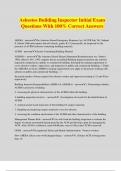 Asbestos Building Inspector Initial Exam Questions With 100% Correct Answers