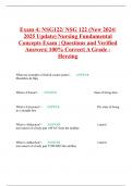 Exam 1: NSG122/ NSG 122 (Latest 2024/ 2025 Update) Nursing Fundamental Concepts Exam | Guide with Questions and Verified Answers| 100% Correct| Grade A- Herzing
