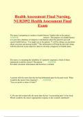 Health Assessment Final Nursing, NUR2092 Health Assessment Final Exam 2024