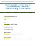 HOSPITAL CORPSMAN BASIC &lpar;HCB 101&rpar; EXAM &vert; QUESTIONS & ANSWERS  &lpar;VERIFIED&rpar; &vert; LATEST UPDATE &vert; GRADED  A&plus;