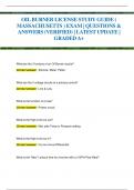 OIL BURNER LICENSE STUDY GUIDE &lpar;  MASSACHUSETTS &rpar; EXAM &vert; QUESTIONS &  ANSWERS &lpar;VERIFIED&rpar; &vert; LATEST UPDATE &vert;  GRADED A&plus;