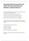 2024 QABA EXAM (ACTUAL) WITH 160+  EXPERT CERTIFIED QUESTIONS AND  ANSWERS I ALREADY GRADED A+