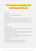 PSI CA Dental Law and Ethics 2024 Exam Answers All Correct