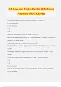 CA Law and Ethics Dental 2024 Exam Answers 100&percnt; Correct