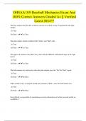 OHSAA 019 Baseball Mechanics Exam And 100&percnt; Correct Answers Graded A&plus; &vert;&vert; Verified Latest 2024&excl;&excl;&excl;