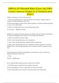 OHSAA 019 Baseball Rules Exam And 100&percnt; Correct Answers Graded A&plus; &vert;&vert; Verified Latest 2024&excl;&excl;&excl;