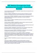 EMT Medical Emergencies Exam Questions And Answers &vert; Guaranteed Success