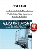 Introduction to Statistical Investigations, 2nd Edition TEST BANK by Nathan Tintle; Beth L. Chance, Verified Chapters 1 - 11, Complete Newest Version