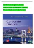 TEST BANK For Corporate Finance, 13th Edition By Stephen Ross, Randolph Westerfield, Verified Chapters 1 - 21, Complete Newest Version