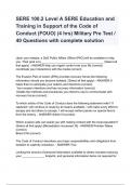SERE 100.2 Level A SERE Education and Training in Support of the Code of Conduct (FOUO) (4 hrs) Military Pre Test / 40 Questions with complete solution