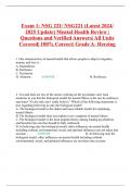 Exam 1: NSG 221/ NSG221 (Latest 2024/ 2025 Update) Mental Health Review | Questions and Verified Answers| All Units Covered| 100% Correct| Grade A- Herzing