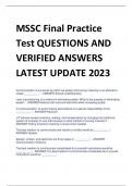 MSSC Final Practice  Test QUESTIONS AND  VERIFIED ANSWERS  LATEST UPDATE 2023