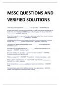MSSC QUESTIONS AND  VERIFIED SOLUTIONS