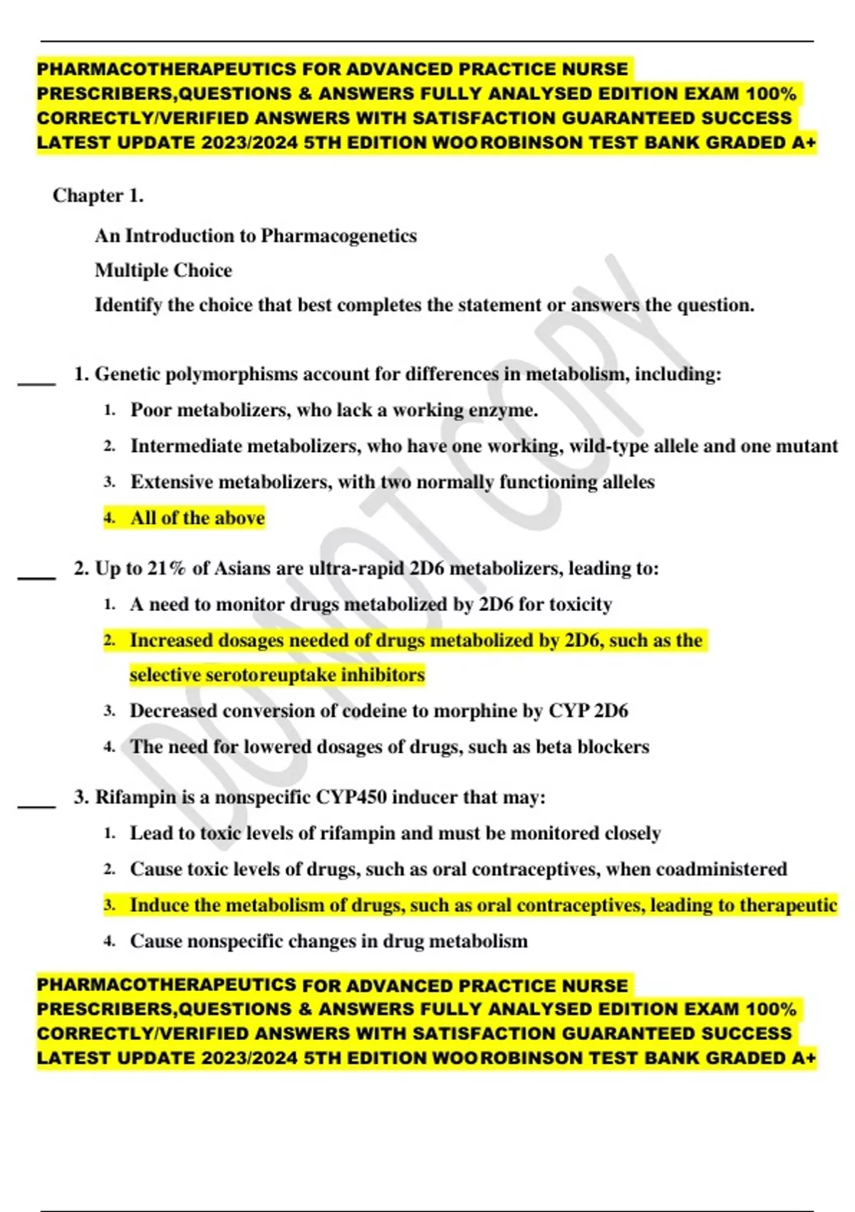 NURS 6521: Advanced Pharmacology Final Exam Q & As WITH ALL ANSWERS 100 ...