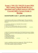 Exam 1, Exam 2,Exam 3 & Exam 4: NSG 221/ NSG221 (ALL Latest 2024/ 2025 Updates STUDY BUNDLE WITH COMPLETE SOLUTIONS) Mental Health Reviews | Questions and Verified Answers| All Units Covered| 100% Correct| Grade A- Herzing