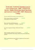NUR 2356 / NUR2356 Multidimensional Care I Final Exam / MDC 1 Final Exam Review | Highly Rated Quiz Bank| Questions and Answers | Latest 2024 / 2025 | Rasmussen College