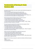 Fundamentals of Nursing A&plus; Exam Solutions 2024 