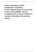 Oxford Cambridge and RSA Examinations  Foundation GCSECombined Science B Twenty First Century ScienceJ260/03:  Physics (Foundation Tier) General Certificate of Secondary Education