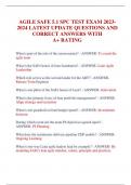 AGILE SAFE 5&period;1 SPC TEST EXAM 2023- 2024 LATEST UPDATE QUESTIONS AND CORRECT ANSWERS 