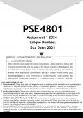 PSE4801 Assignment 1 &lpar;ANSWERS&rpar;2024 - DISTINCTION GUARANTEED