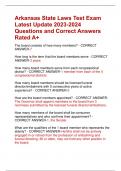 Arkansas State Laws Test Exam  Latest Update 2023-2024  Questions and Correct Answers  Rated A&plus;