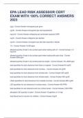 EPA LEAD RISK ASSESSOR CERT EXAM WITH 100&percnt; CORRECT ANSWERS 2023