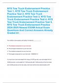 Test 1, NYS Tow Truck Endorsement  Practice Test 2, NYS Tow Truck  Endorsement Practice Test 3, NYS Tow  Truck Endorsement Practice Test 4, NYS  Tow Truck Endorsement Practice Test 5,  NYS Tow Truck Endorsement Practice  2024-2025 Newest EXAM Actual Exam 