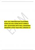 RCFE TEST PREPARATION CALIFORNIA EXAM &lpar;ACTUAL EXAM&rpar; WITH CORRECT 200&plus; QUESTIONS WITH WELL ANSWERED ANSWERS LATEST 2024 WELL GRADED A&plus;