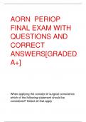 AORN PERIOP  FINAL EXAM WITH  QUESTIONS AND  CORRECT  ANSWERS[GRADED  A+]